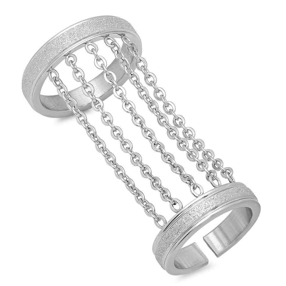 Ring stainless steel five chain double NWT